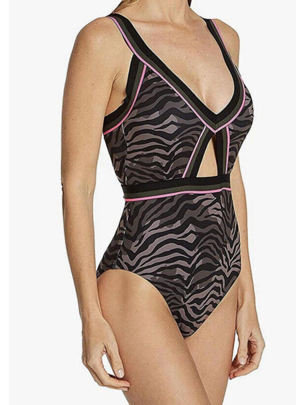1640 SANCTUARY Here Kitty Kitty Cutout One-Piece Swimsuit BLACK sz XL